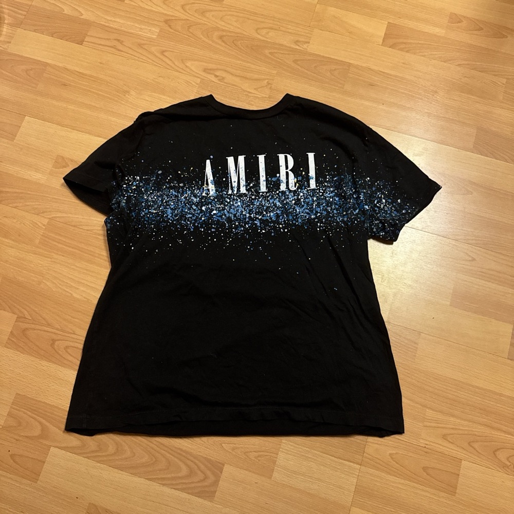 RARE HTF Amiri Men's Black Paint-splatter Logo Cotton Tee Large